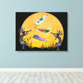 サンセットムーンココペリと羽 キャンバスプリント (インサイチュ (ウッドフロア))