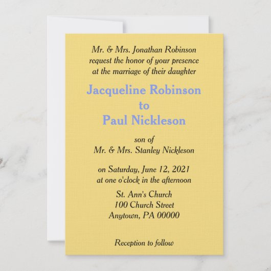 サンセットメルローイエローブルー結婚式招待状 招待状 (正面)