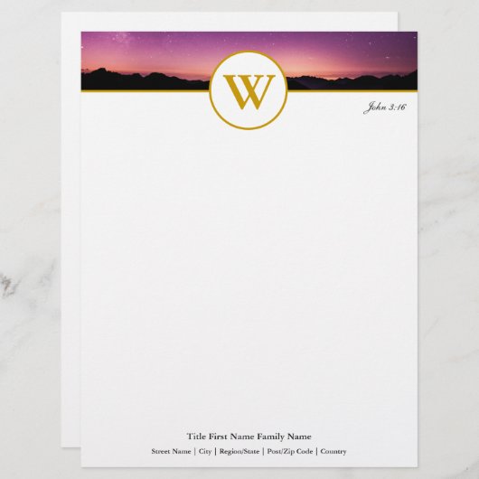 サンセットモエレガントノグラムのカスタマイズ レターヘッド (正面/裏面)