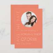 サンセットモダンオレンジ色の色調写真保存日 招待状 (正面/裏面)