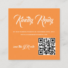 サンセットモダンオレンジQR RSVP エンクロージャーカード