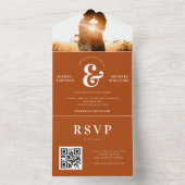 サンセットモダンフォトアンパサンド結婚テラコッタ オールインワン招待状 (内側)