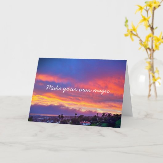 サンセットモダン写真が自分の魔法台本を作る カード (黄色い花)