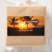 サンセットモダン海トロピカルビーチ結婚式ラベル ラベル (インサイチュ)