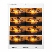 サンセットモダン海トロピカルビーチ結婚式ラベル ラベル (フルシート)