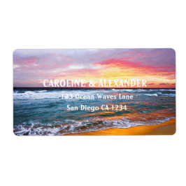 サンセットモダン海トロピカルビーチ結婚式 ラベル