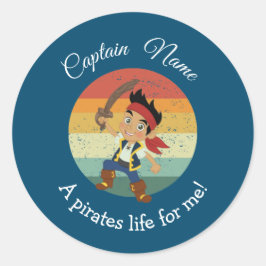 サンセットヤング男の子パーティー海賊クラシックラウンドスティック ラウンドシール