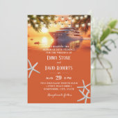 サンセットヨット&パームツリーズトロピカルビーチ結婚式 招待状 (スタンド正面)
