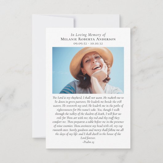 サンセットライトハウス祈りの言葉メモリアルカード (裏面)