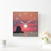 サンセットライトハウス スクエア壁時計 (ホーム)