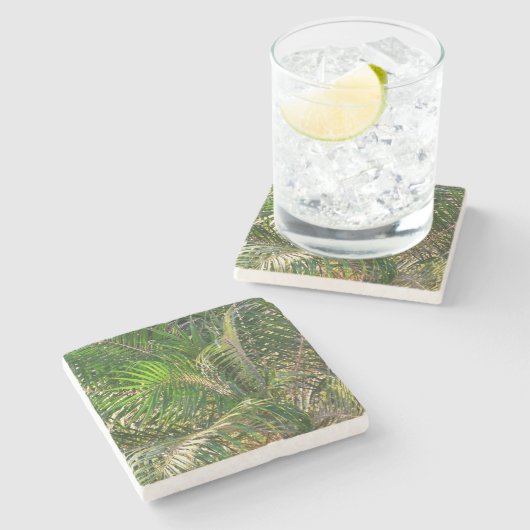 サンセットライトパームフロントトロピカル ストーンコースター (横)