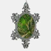 サンセットライトパームフロントトロピカル スノーフレークピューターオーナメント (左)