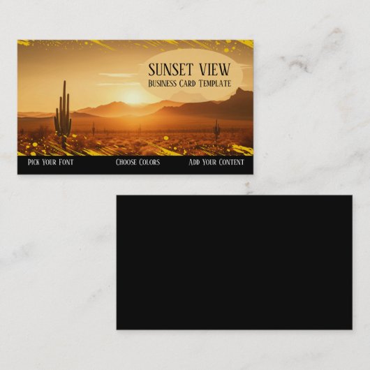 サンセットランドスケープ砂漠の名刺 名刺 (正面/裏面)