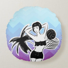 サンセットリゾートシェブロンプリント ラウンドクッション