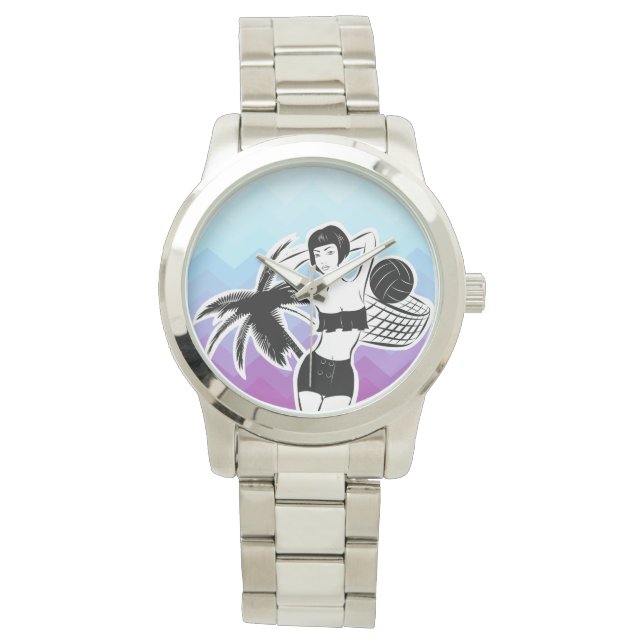 サンセットリゾートシェブロンプリント 腕時計 (正面)