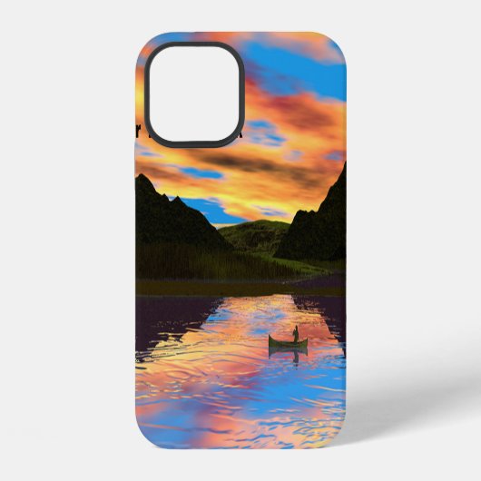 サンセットレイクのカヌー iPhoneケース (裏面)