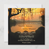 サンセットレイクビューストリングライト結婚式招待状 招待状 (正面)
