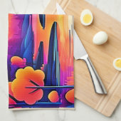 サンセットレイクファンタジーアート キッチンタオル (四つ折り)