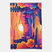 サンセットレイクファンタジーアート キッチンタオル (縦)