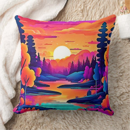 サンセットレイクファンタジーアート クッション