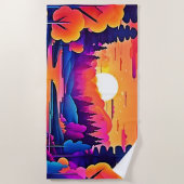 サンセットレイクファンタジーアート ビーチタオル (正面)