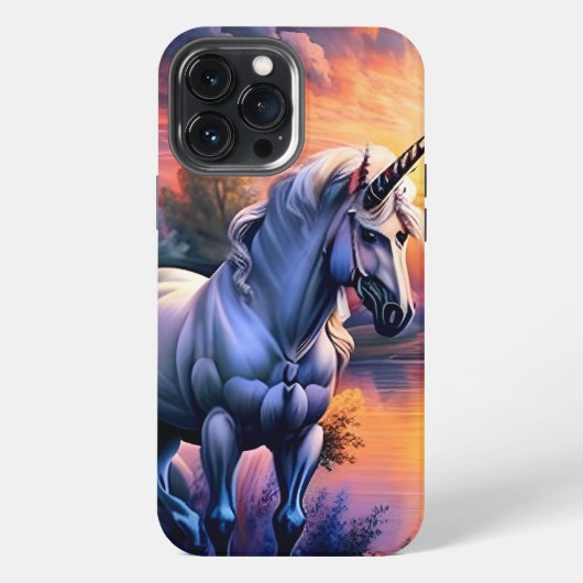 サンセットレイクリバーユニコーンセブン iPhoneケース (裏面)