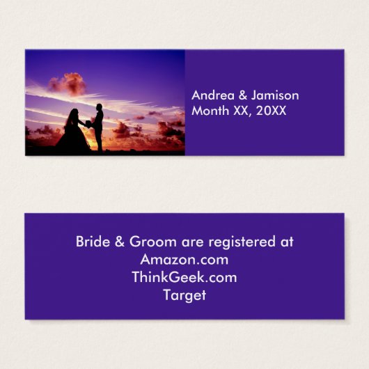 サンセットレジストリカードの新郎新婦 (正面&裏面)
