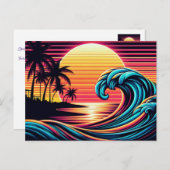 サンセットレトロサーフウェーブ ポストカード (正面/裏面)