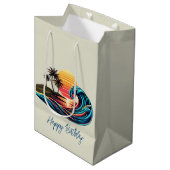 サンセットレトロサーフウェーブ ミディアムペーパーバッグ (正面アングル)