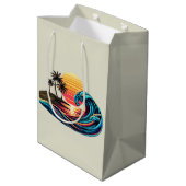 サンセットレトロサーフウェーブ ミディアムペーパーバッグ (裏面アングル)