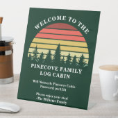 サンセットロパーソナライズされたグキャビン湖ハウスウェルカム 台座サイン (インサイチュ)