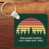 サンセットロパーソナライズされたグキャビン湖ハウスグリーン キーホルダー (正面)