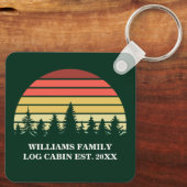 サンセットロパーソナライズされたグキャビン湖ハウスグリーン キーホルダー (裏面)
