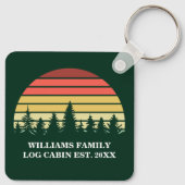 サンセットロパーソナライズされたグキャビン湖ハウスグリーン キーホルダー (裏面)