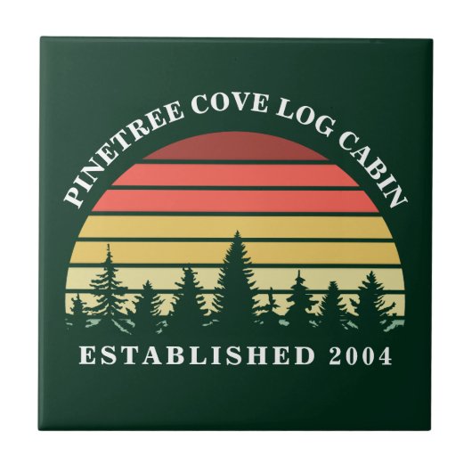 サンセットロパーソナライズされたグキャビン湖ハウスグリーン タイル (正面)