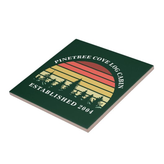 サンセットロパーソナライズされたグキャビン湖ハウスグリーン タイル (側面)