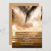 サンセットロマンス:ビーチ結婚式 招待状 (正面/裏面)