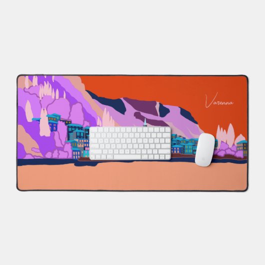 サンセットヴァレンナレイクコモイタリアイラストレーション旅行 デスクマット (キーボード&マウス)