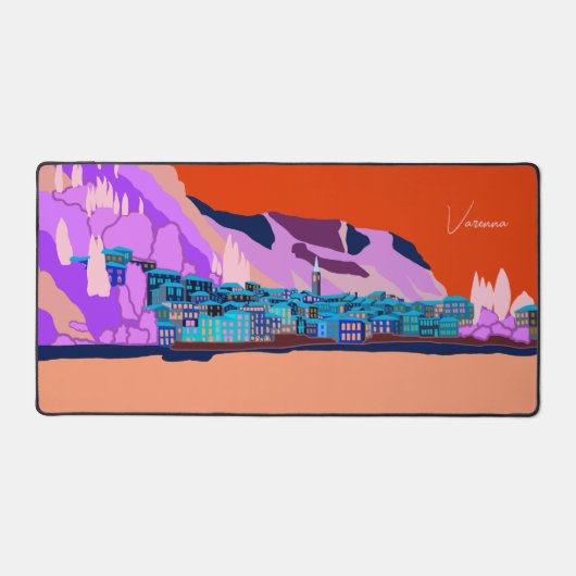サンセットヴァレンナレイクコモイタリアイラストレーション旅行 デスクマット (正面)