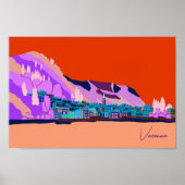 サンセットヴァレンナレイクコモイタリアイラストレーション ポスター (正面)