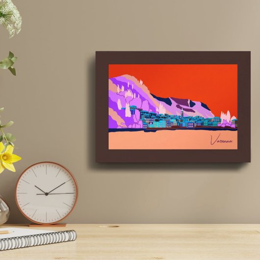 サンセットヴァレンナレイクコモイタリアイラストレーション ポスター