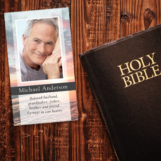 サンセット写真葬儀記念祈りの言葉カード