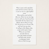 サンセット写真記念詩カード (裏面)