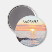 サンセット名タグの写真 マグネット (正面/裏面)