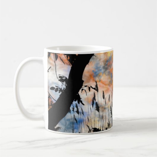 サンセット夏の空の風景 – 鮮やか自然シーン コーヒーマグカップ (左)