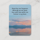 サンセット夕べスカイデュスクメモリアルポケットキープサケ 名刺 (正面)