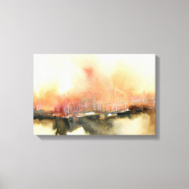 サンセット大気オレンジブラウン抽象芸術景観 キャンバスプリント