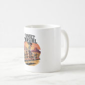 サンセット女性のカーボーイスケルトンライディングホース コーヒーマグカップ (正面右)