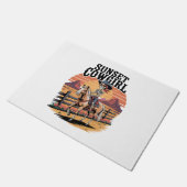 サンセット女性のカーボーイスケルトンライディングホース ドアマット (アングル)