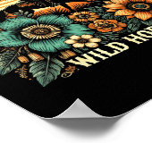 サンセット女性のカーボーイ乗馬ワイルドフラワーワイルドホ ポスター (角)